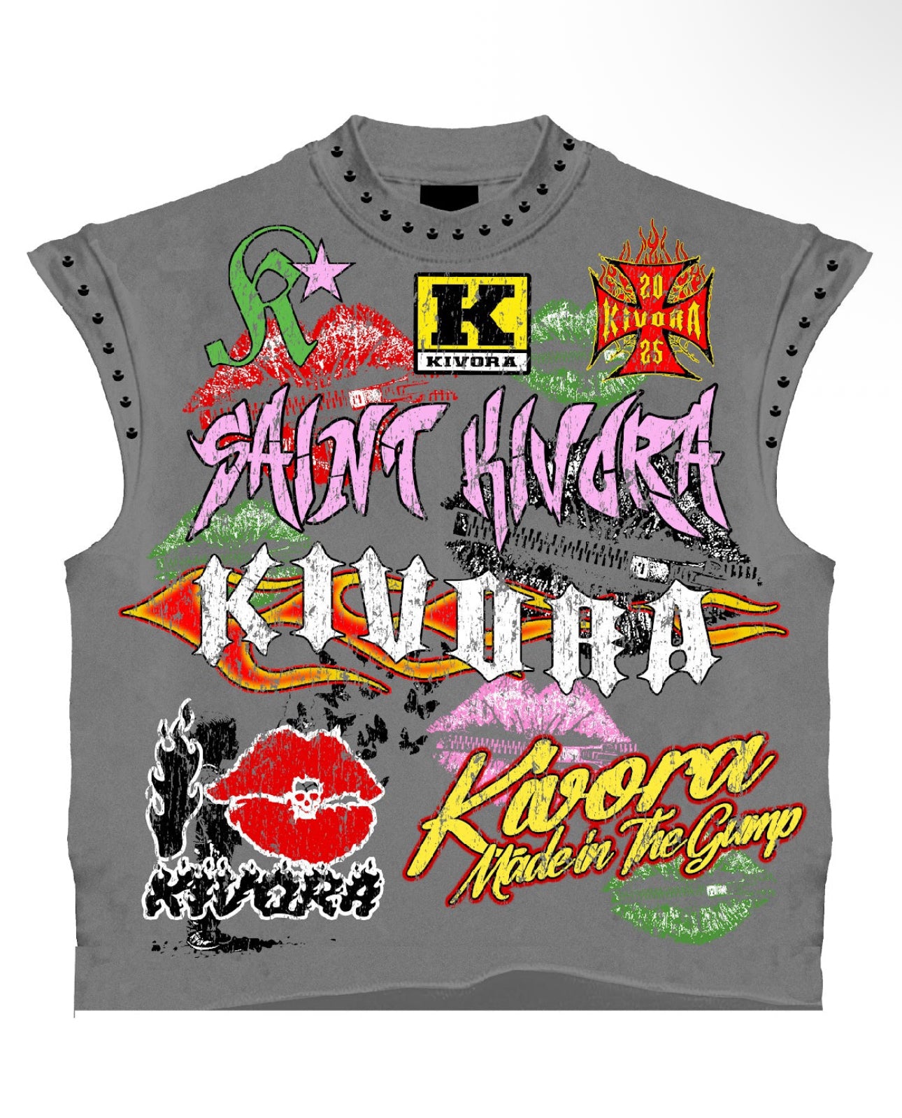 Grey Custom Sleeveless Shirt