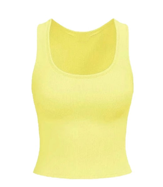 Butter Yellow Ribbed Top