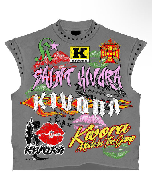 Grey Custom Sleeveless Shirt