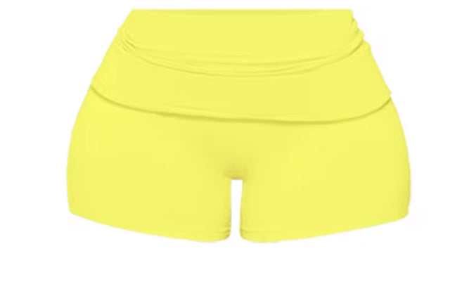 Yellow Fold Over Shorts