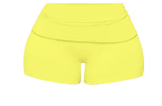 Yellow Fold Over Shorts
