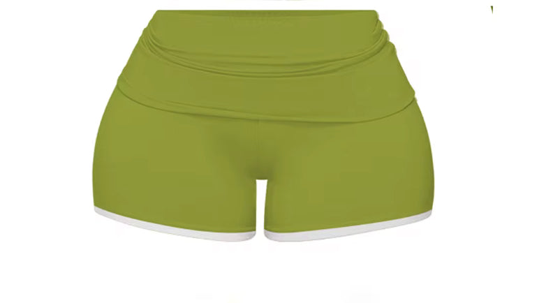 Olive Green Fold Over Shorts