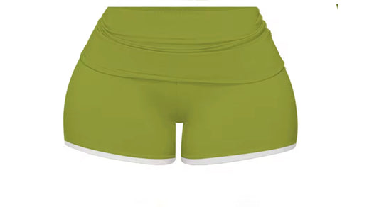 Olive Green Fold Over Shorts
