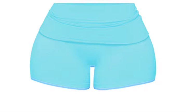 Blue Fold Over Shorts