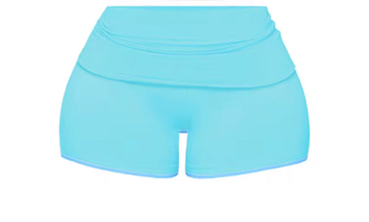 Blue Fold Over Shorts