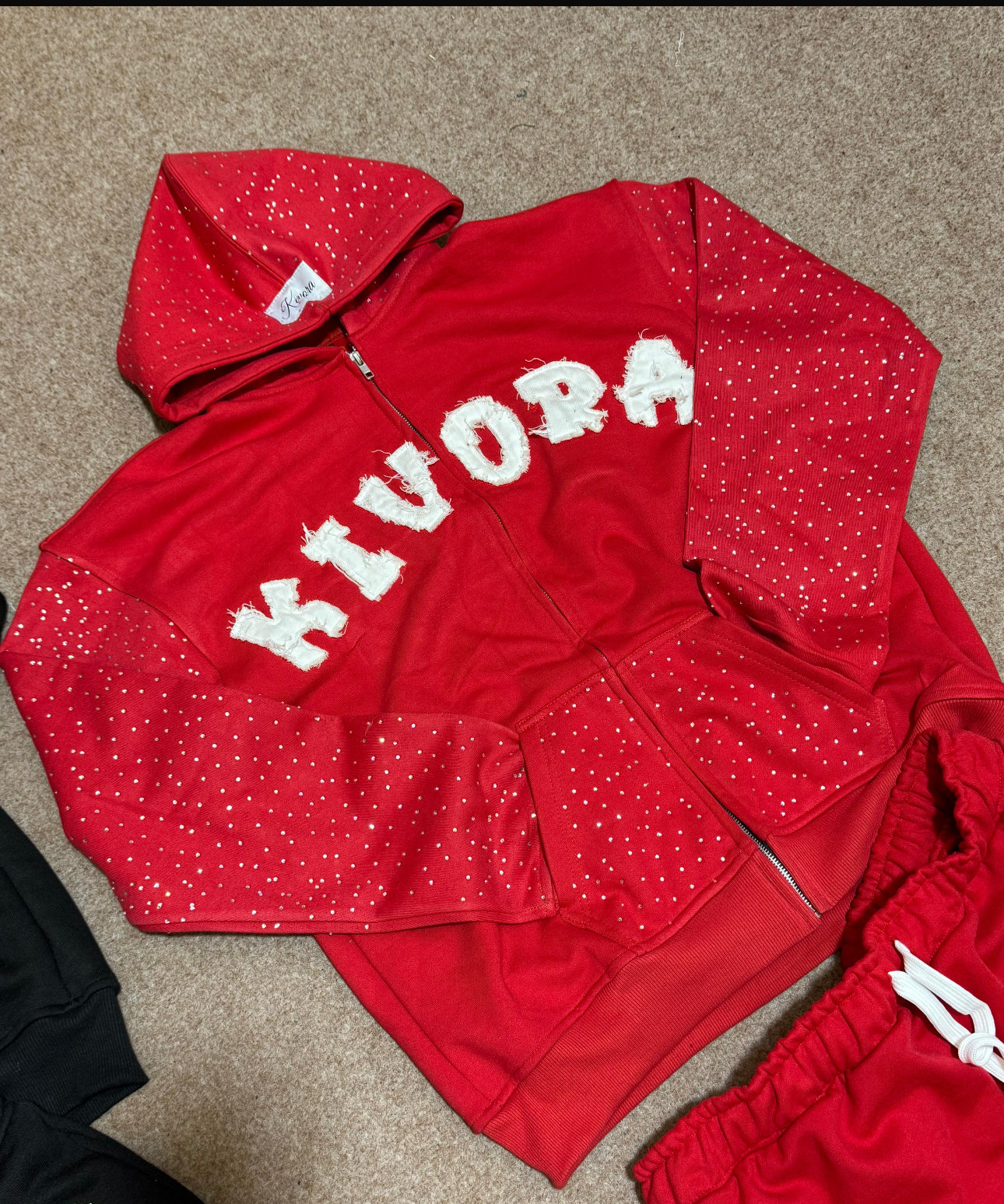 Red Diamond Zip Up Hoodie